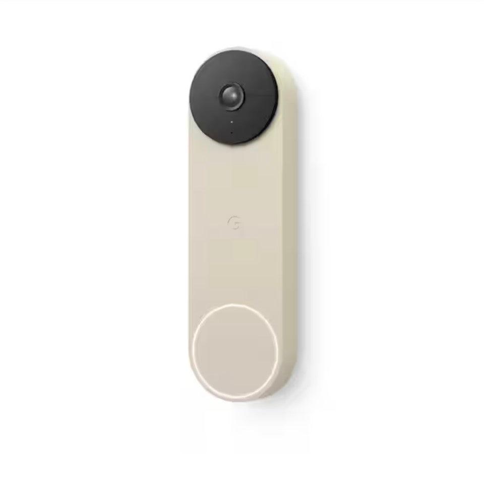 Google Nest Doorbell battery-powered smart Wi-Fi video doorbell in linen color with app connectivity and motion alerts