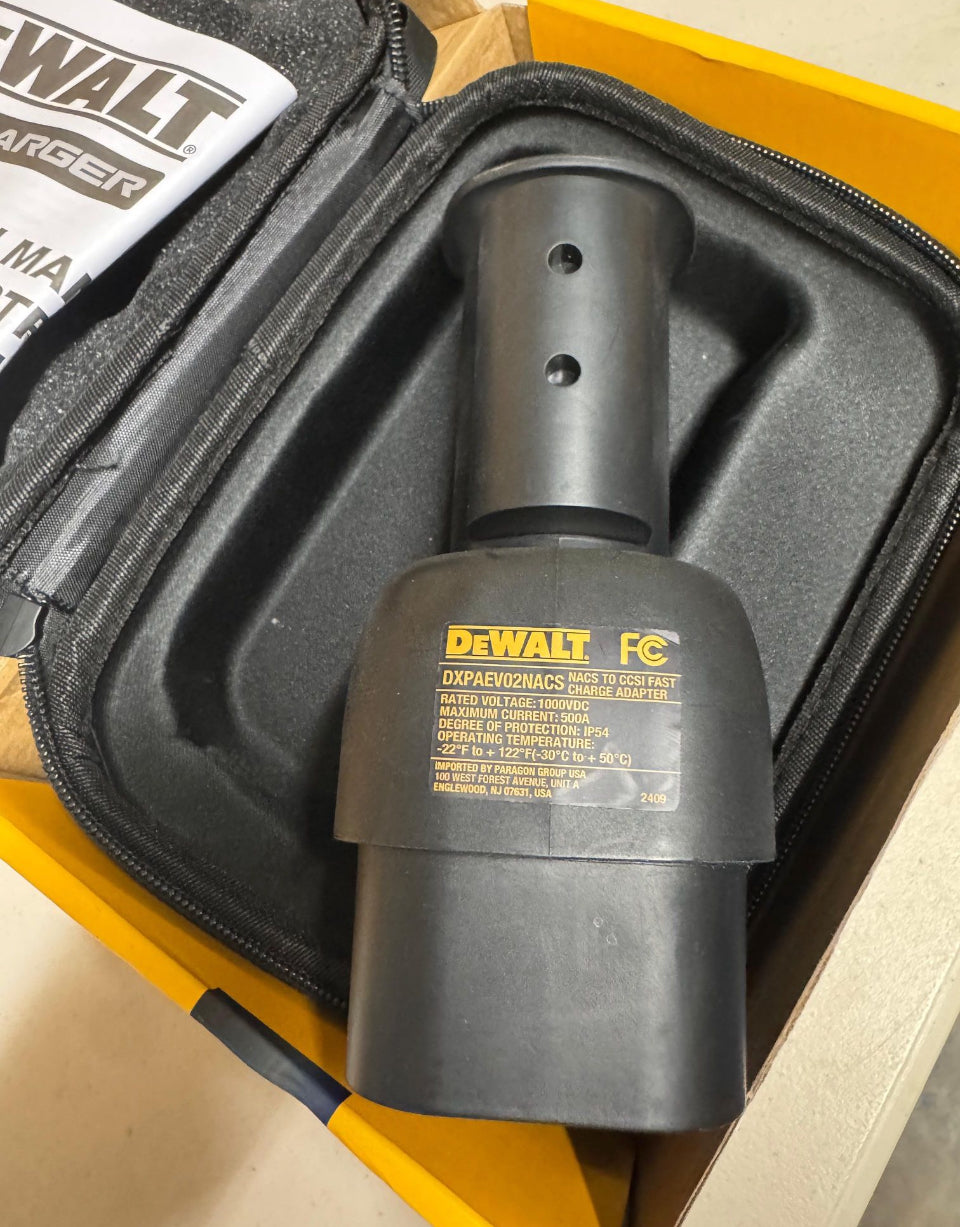 Open Box New DEWALT NACS to CCS1 Fast Charging Adapter, 500-A / 1000-Volt, Fast Charge