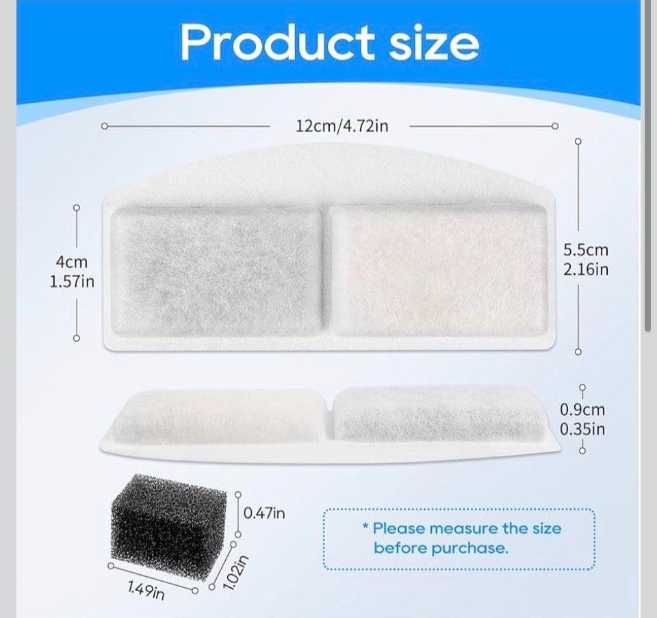 Open Box New MyfatBoss 12 Pack Cat Water Fountain Filter Compatible with 100oz/3L Automatic Pet Fountain and 12 Pack Replacement Pre-Filter Sponges, P