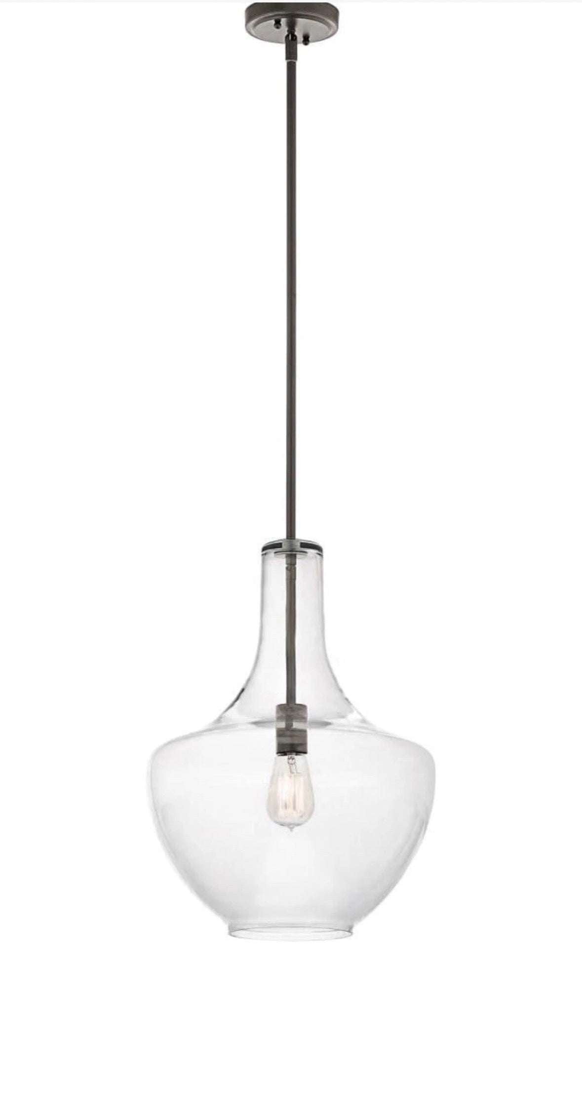 Kichler Everly 19.75" kitchen bell pendant light in Olde Bronze with clear glass shade