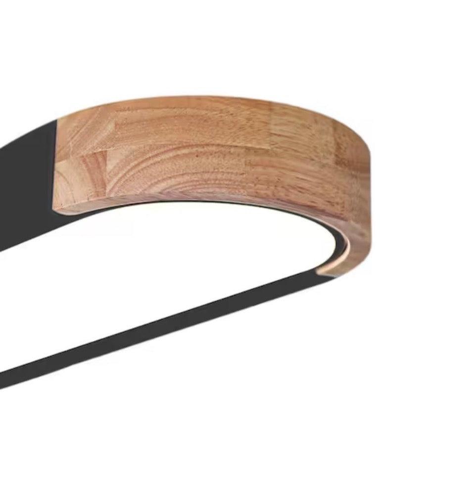 Missing hardware Lumin 38 in. W 1-Light Black and Wood Integrated LED Flush Mount Minimalist Long Oval Ceiling Light for Bathroom/Kitchen