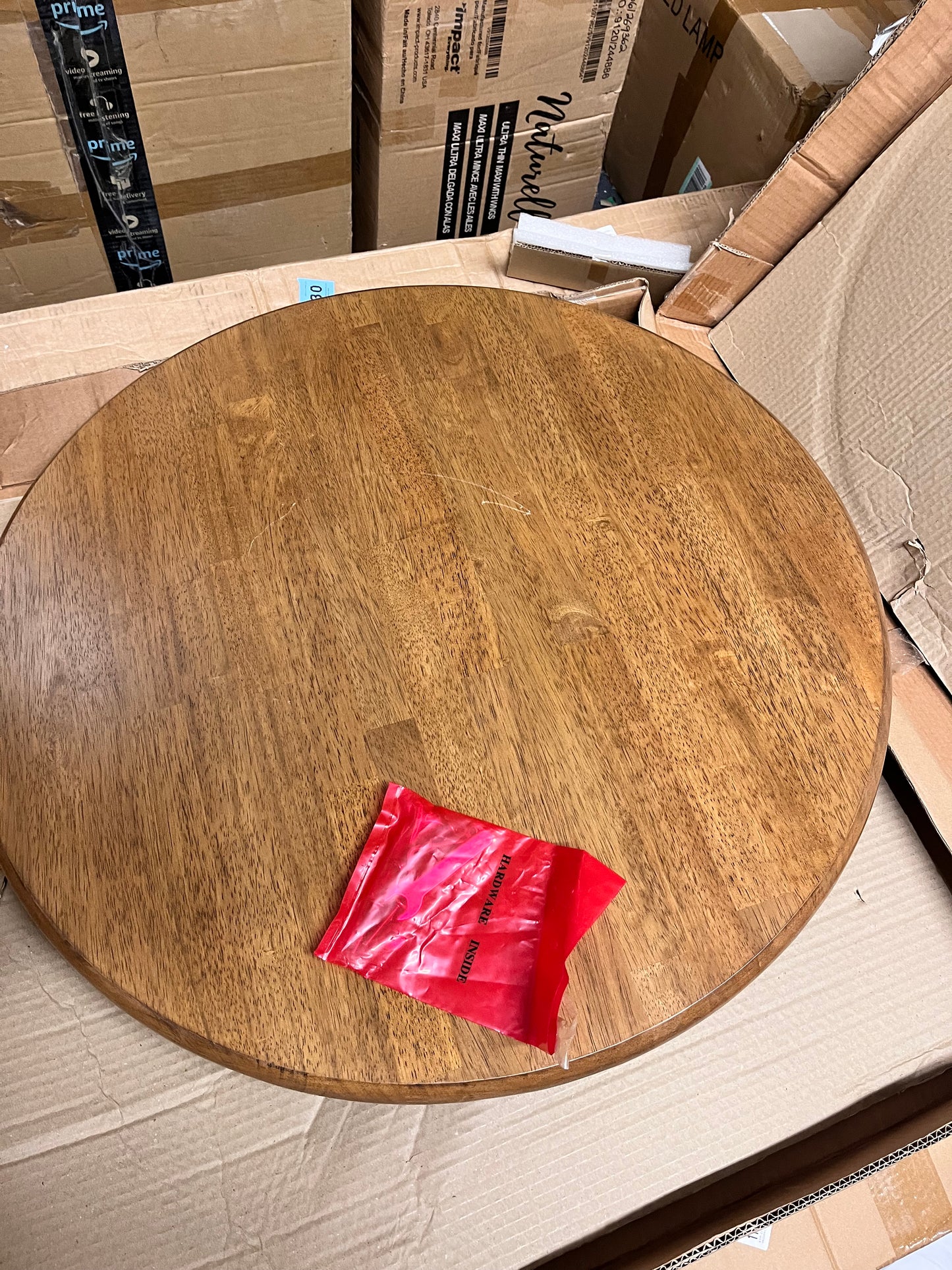 Open Box International Concepts Hickory/Coal 30 in. Round Top Solid Wood Counter Height Pedestal Dining Table - Seats 2