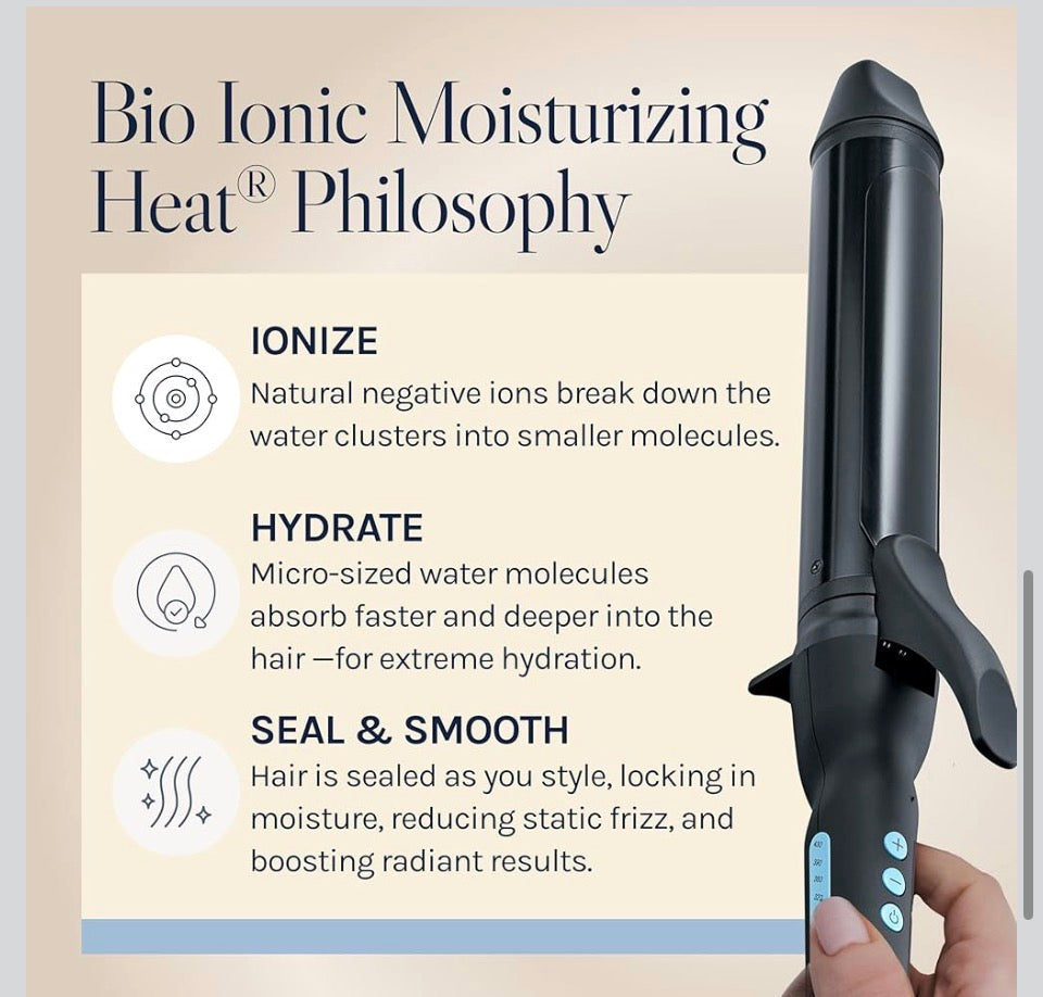 Open Box New Bio lonic Long Barrel Styler,Curling Iron with Moisture Heat Technology & Nanolonic MX, Verstatile Curling Wand