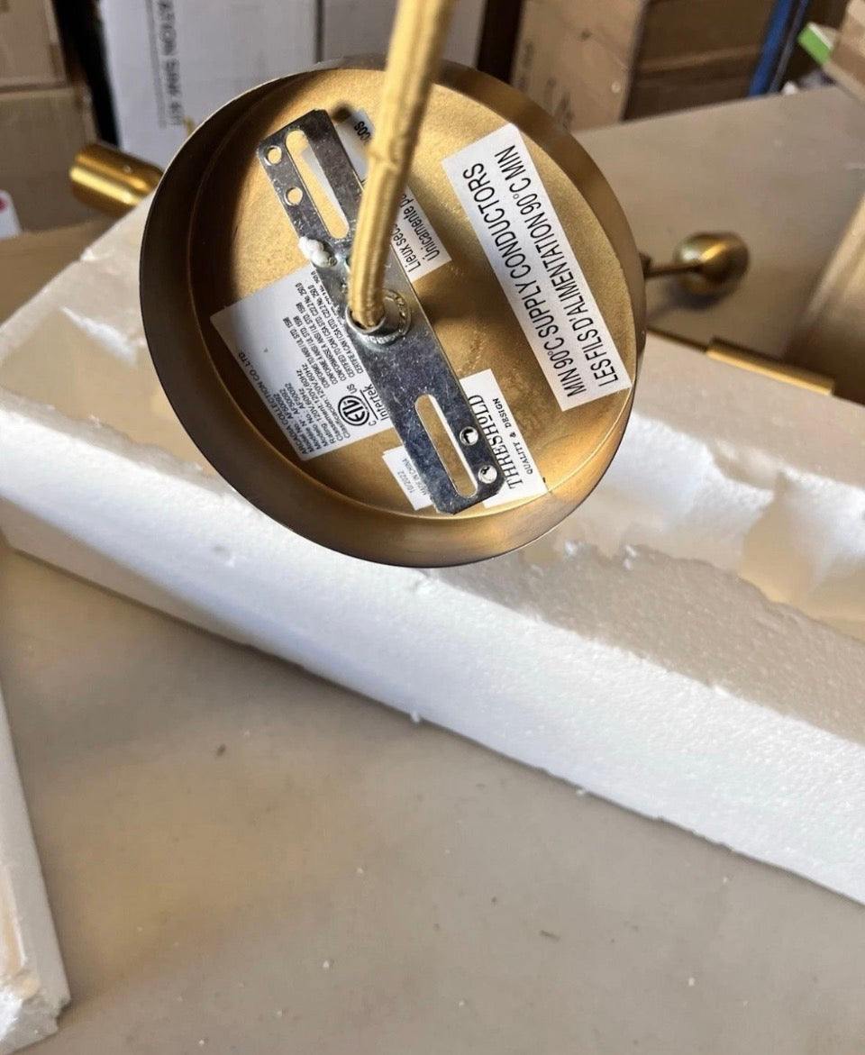 Open Box 3-Arm Chandelier Brass: Adjustable Height, ETL Listed, Metal Body - Threshold™