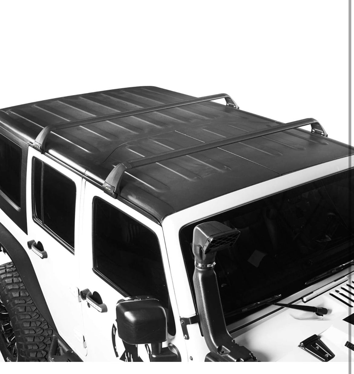 Hooke Road Roof Rack Cross Bars Kayak Cargo Carriers Compatible with Jeep Wrangler JK JL Gladiator JT 2007-2024 (4-Door Hard Top) - Selzalot