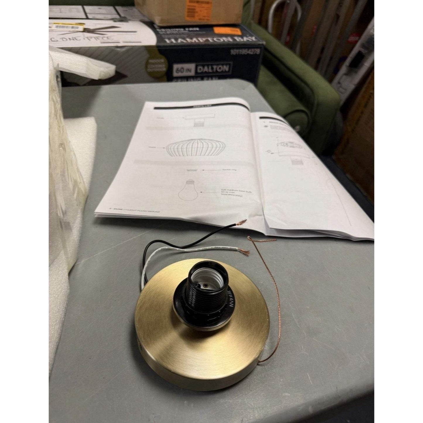 Globe Electric Dune 1-Light Brass Cream Resin Shade Flush Mount