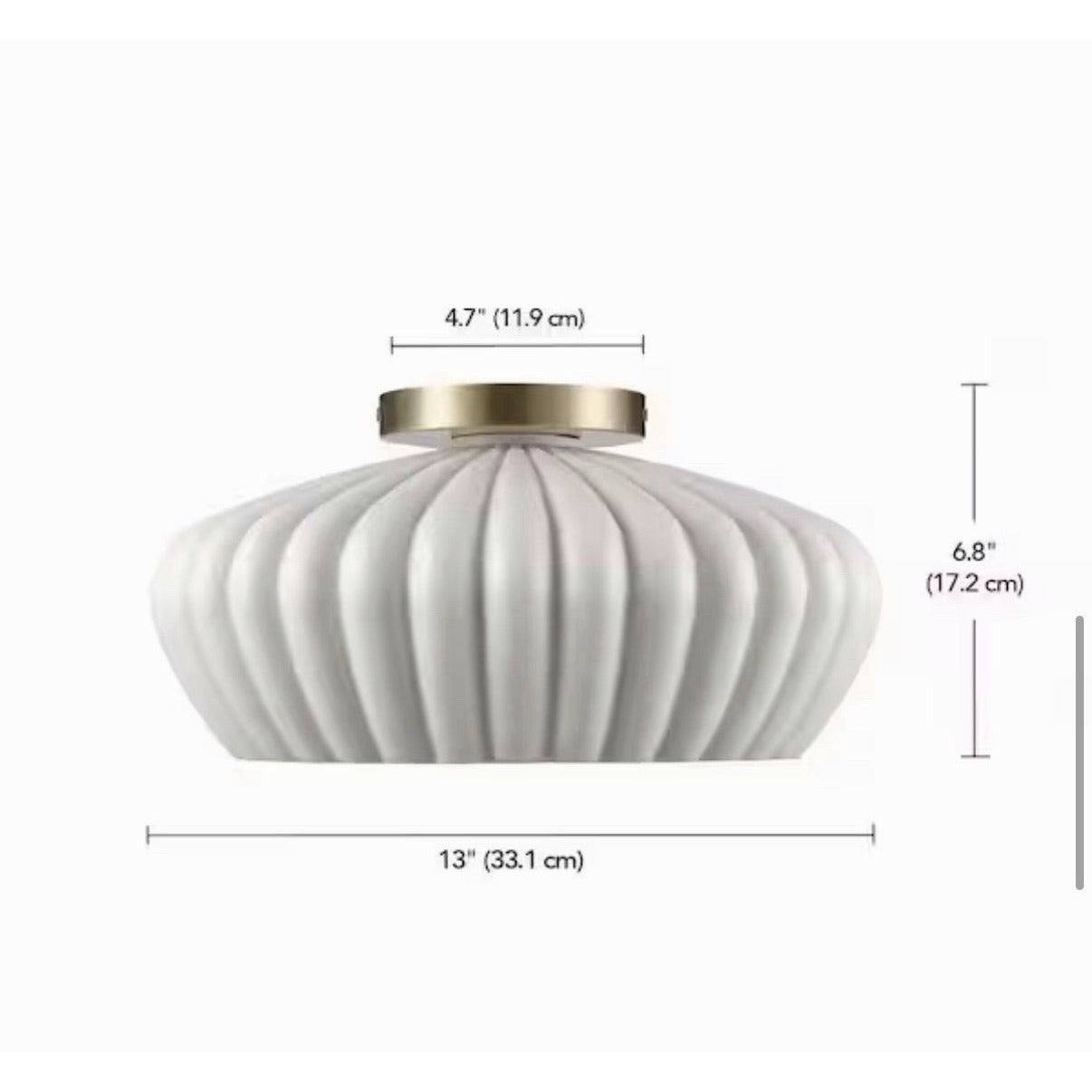 Globe Electric Dune 1-Light Brass Cream Resin Shade Flush Mount