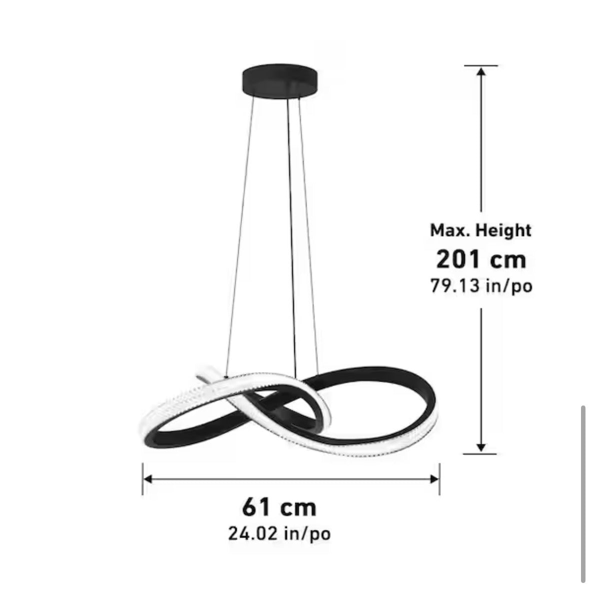 Artika Morgan 30-Watt 1 Light Black Modern 5 CCT Integrated LED Pendant Light Fixture for Dining Room or Kitchen