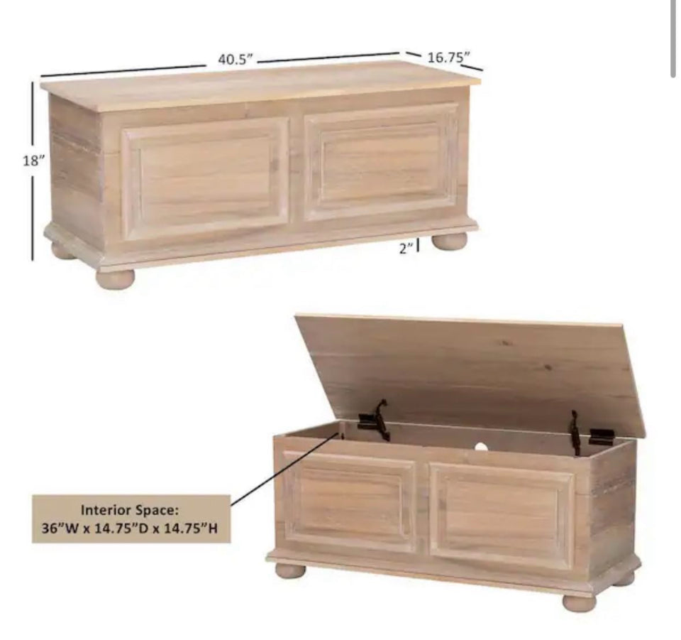New Powell Company Rockland Natural Finish Cedar Chest with Raised Panels and Bun