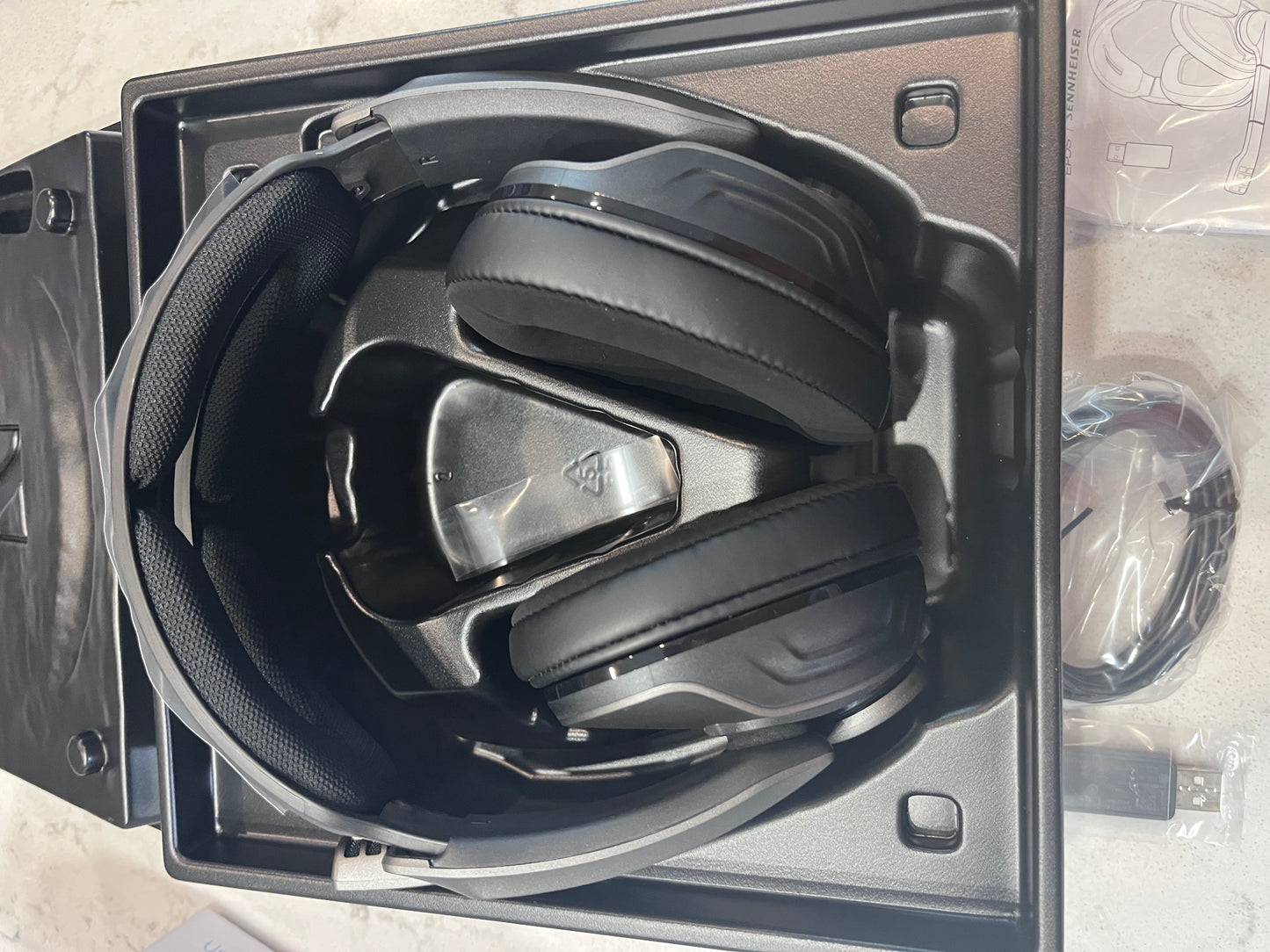 Open Box Sennheiser GSP 370 Over-Ear Wireless Gaming Headset, Low-Latency Bluetooth, Noise-Cancelling Mic, Flip-to-Mute, Audio Presets - PC, Mac, Wind