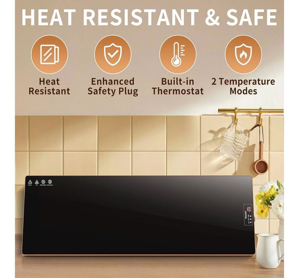 Wanish Electric Warming Tray（Extra Long 40”x12”），Food Warmer with Thermostat and Full Surface Heating，Food Warming Mat with 2 Temperature Modes for Pa