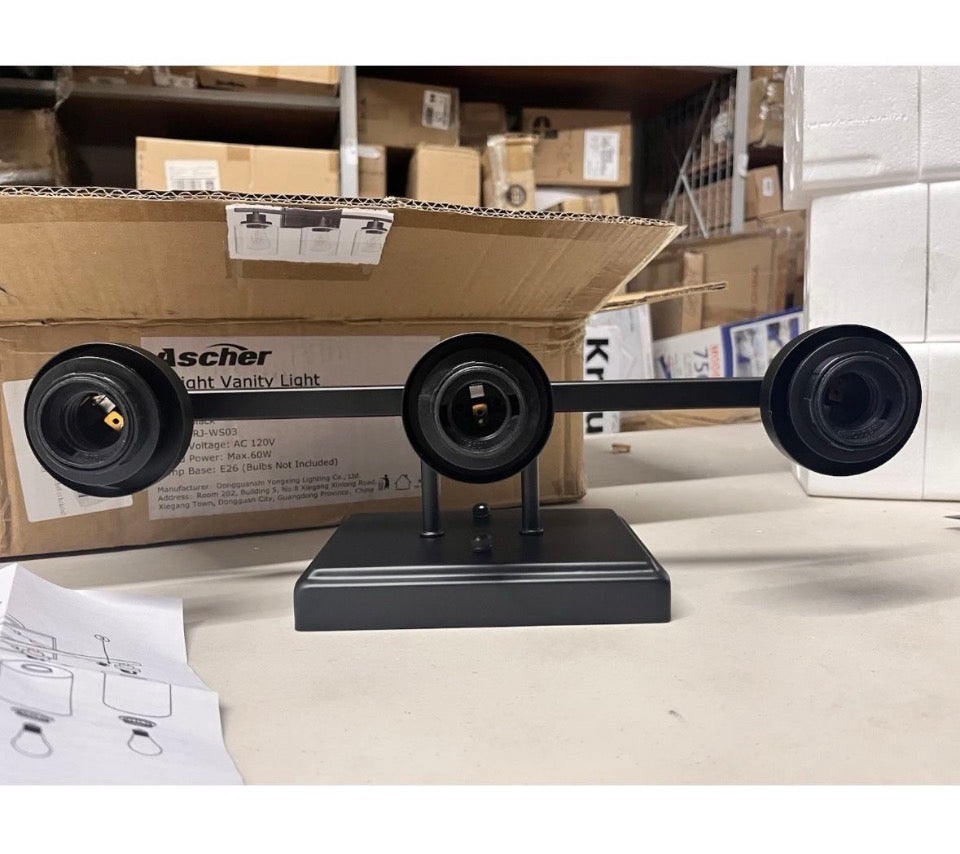 Open Box New Ascher Bathroom Vanity Light Fixtures, 3 Light Wall Sconces Lighting