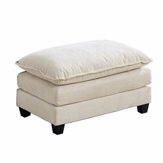 Ebern Designs cream sofa ottoman with double-layer chenille cushion