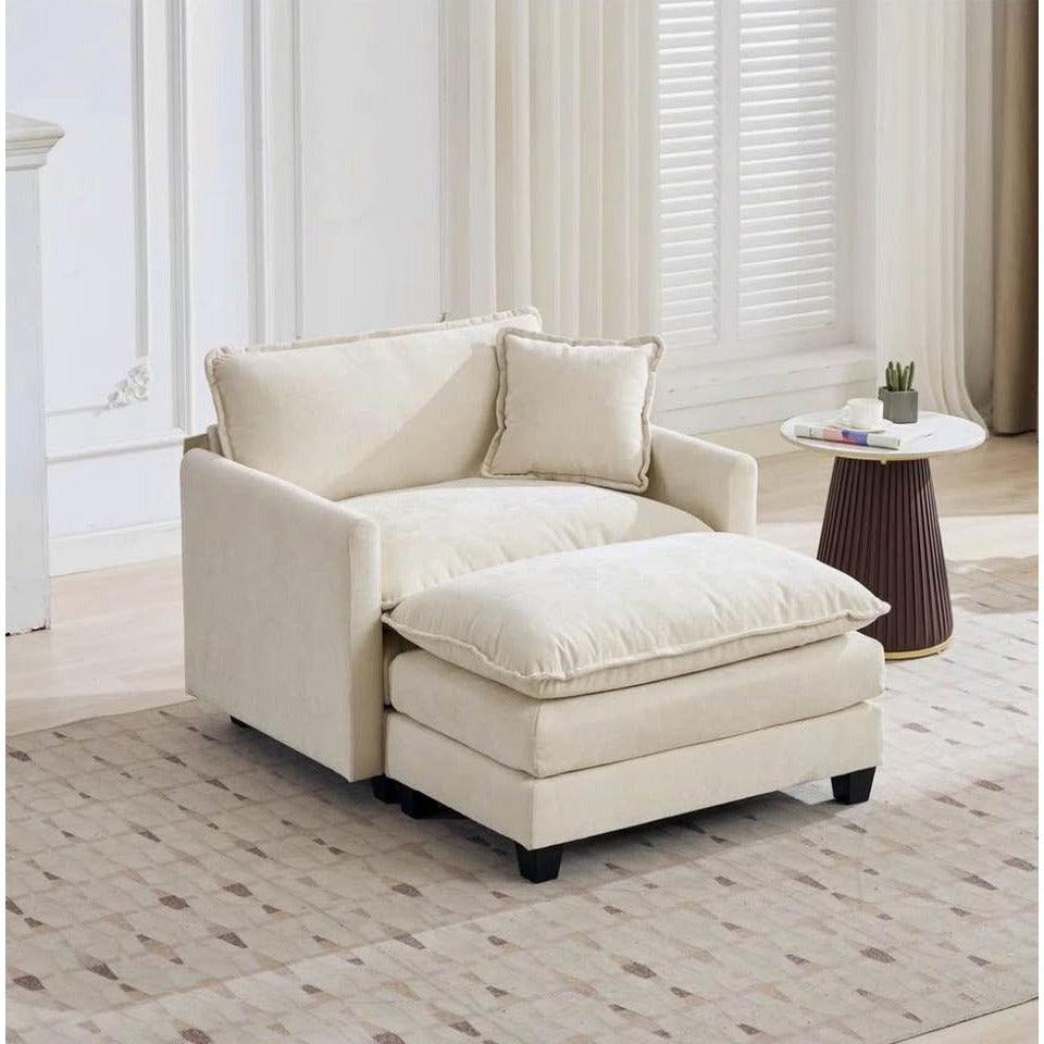 Ebern Designs Sofa Ottoman only, Comfy Double Layer Upholstered Seat Cushion, Breathable Chenille Fa