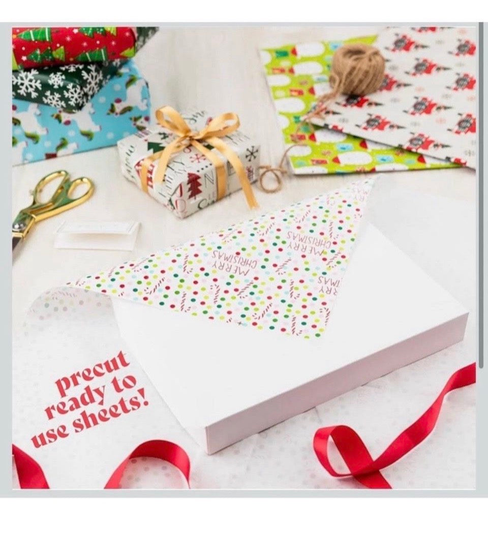 Open Box Plum Designs Holiday Wrapping Paper Sheets - 40 Precut 30"x20" Gift Wrap Sheets