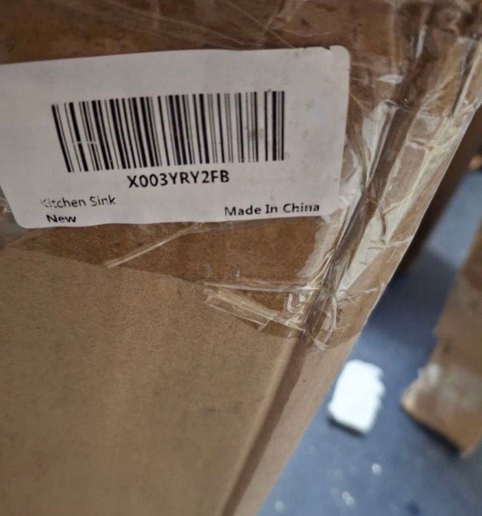 Open Box New Ownsig 23.6 inch Stainless Steel Laundry Sink with Cabinet and Pull-Out Faucet, Free Standing Utility Sink with Draining Basket