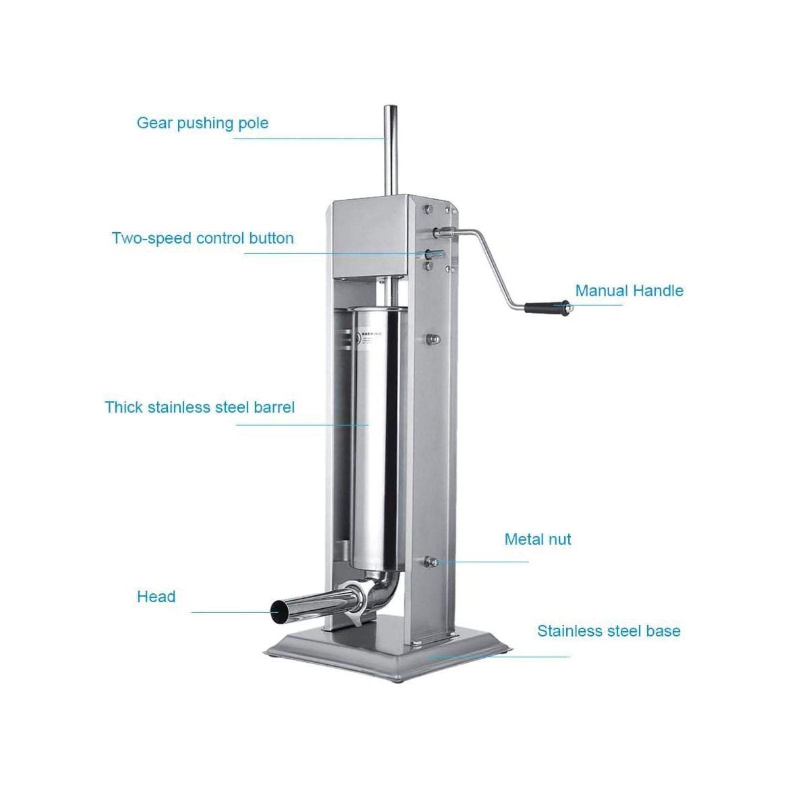 7L Stainless Steel Sausage Stuffer Vertical Manual Sausage - Selzalot