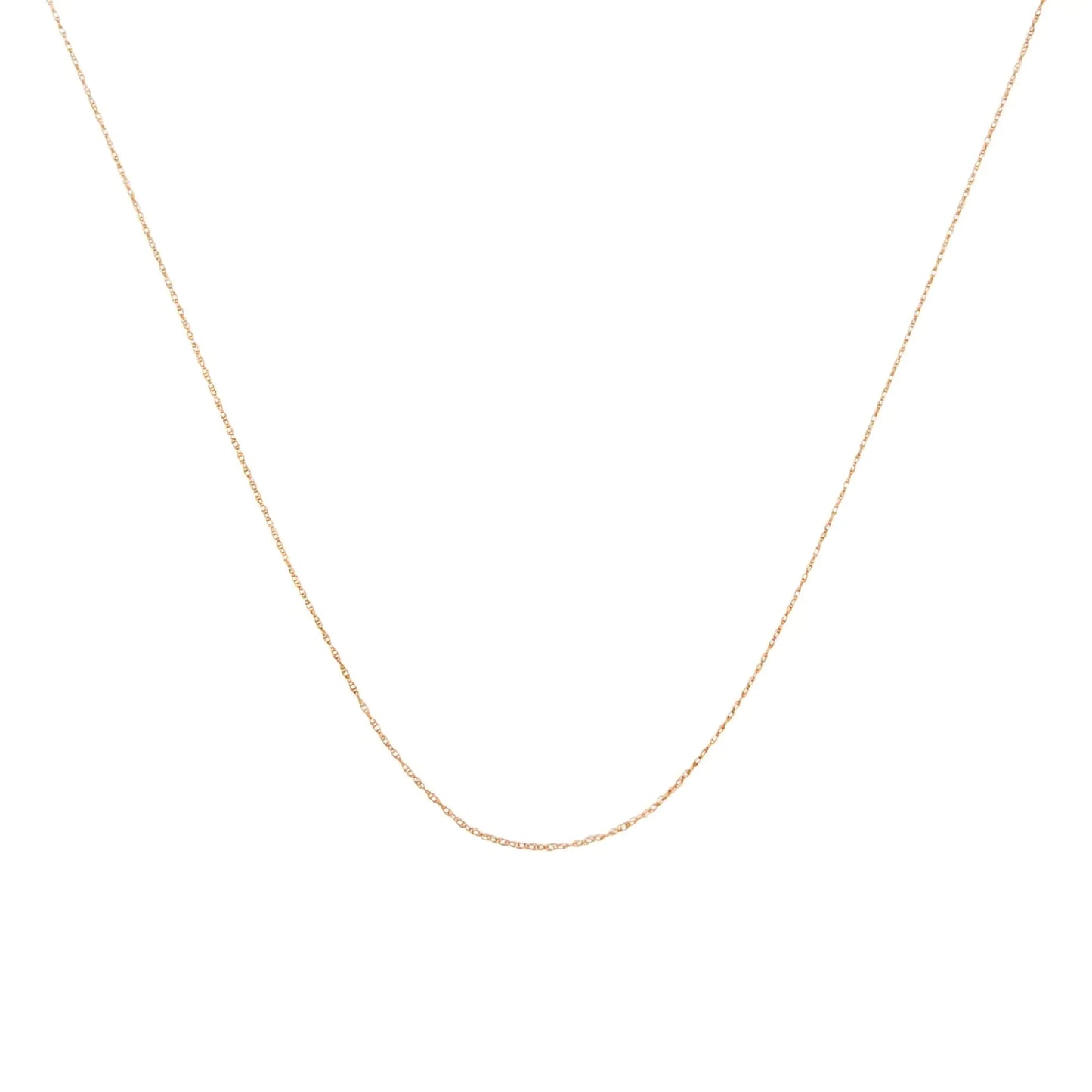 10K Gold 0.5 mm Slender & Dainty Fine Rope Chain Necklace