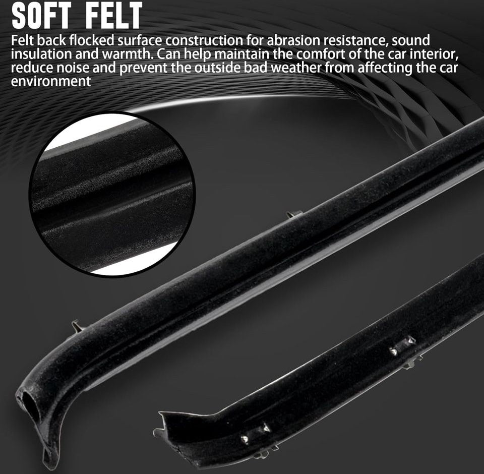 Open Box WEILEITE Front Door Window Channel Felt Trim Seal Weather Stripping Kit 