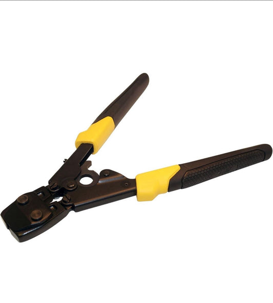 Conbraco Apollo PEX stainless steel pinch clamp tool with yellow and black handles for 3/8-inch to 1-inch tubing