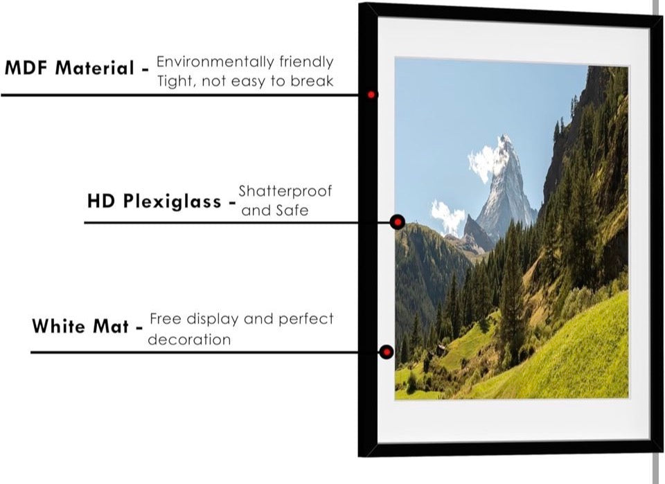 Open Box PEALSN 18x24 Picture Frame, Display Pictures 16 × 20 with Mat or 18 x 24 Without Mat for Wall Mounting Display, Poster Frames, Black