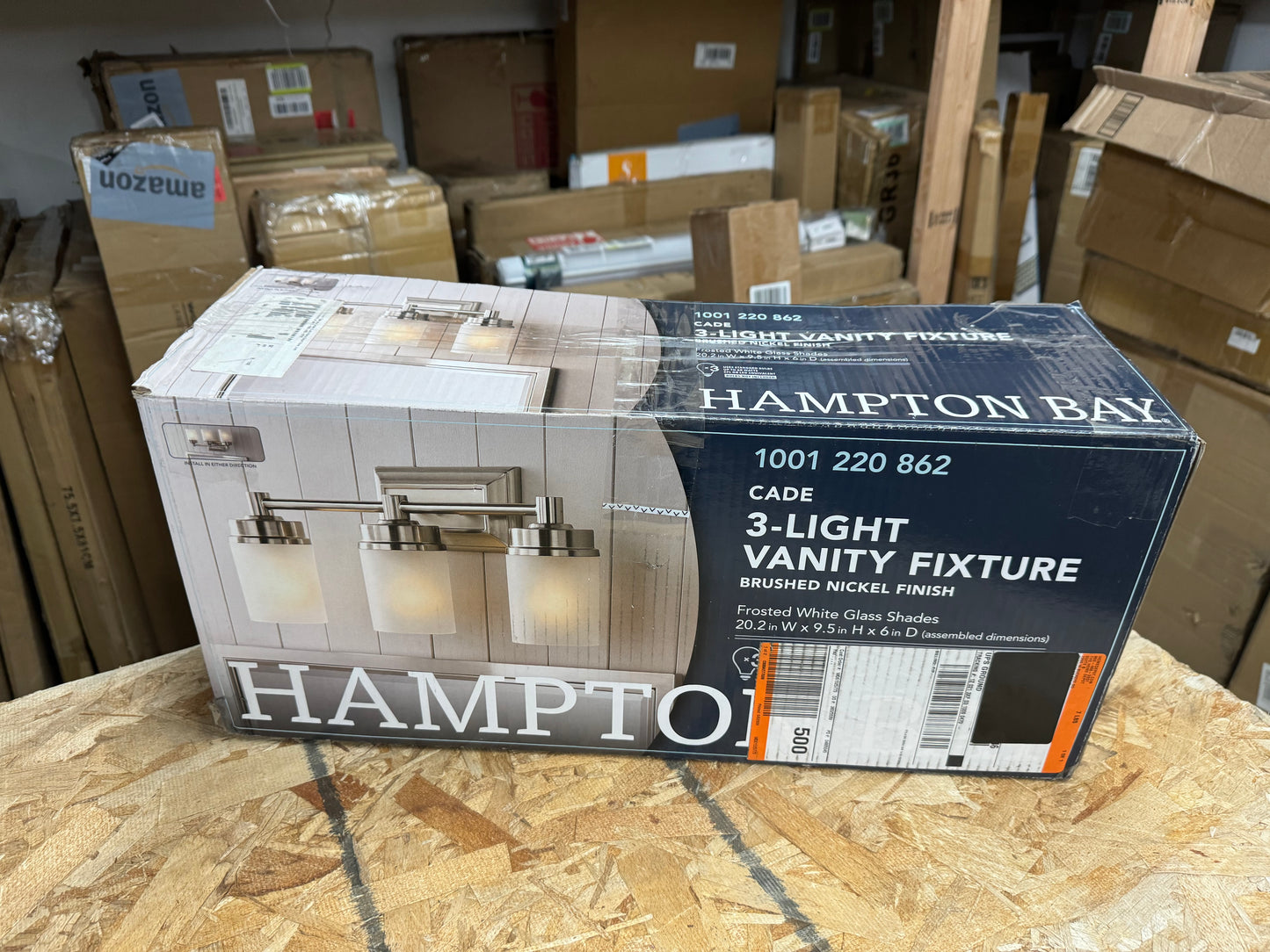 Hampton Bay Cade 20.25 in. 3-Light Brushed Nickel Bathroom Vanity Light Fixture with Frosted Glass Shades