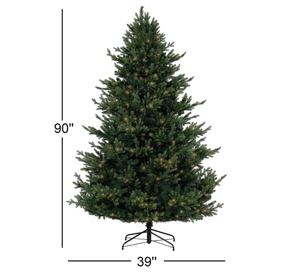 The Holiday Aisle Prelit Traditional Artificial Christmas Tree with Metal Stand, Realistic Classic Holiday Tree