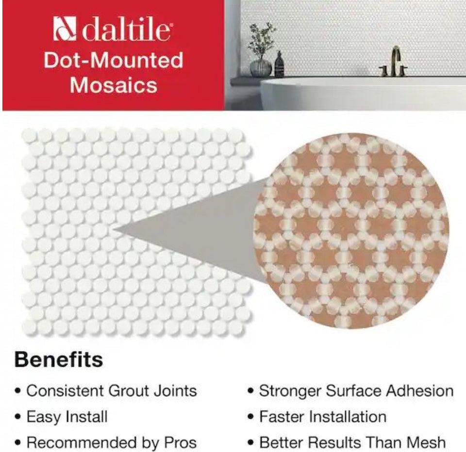 Open Box Daltile Restore Satin White 10 in. x 11 in. Glazed Ceramic Penny Round Mosaic Wall Tile (8.3 sq. ft./Case)