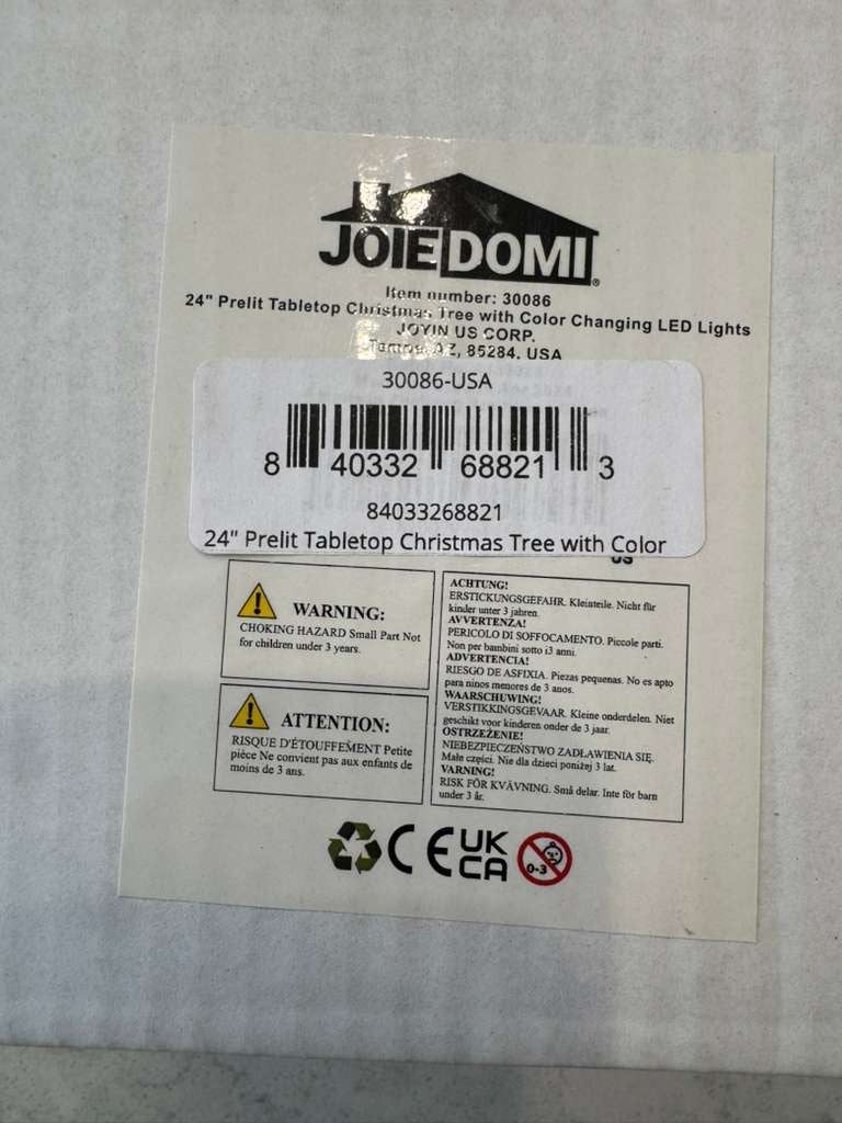 Open Box New "Joiedomi 24""/ 2FT Prelit Tabletop Christmas Tree with Warm Lights, Holly Berries, Pine Cones for Best Holiday Season Decorations Christ