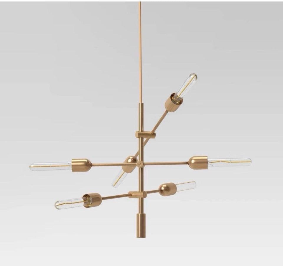 Open Box 3-Arm Chandelier Brass: Adjustable Height, ETL Listed, Metal Body - Threshold™