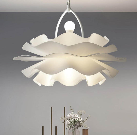 Romantic modern chandelier with acrylic flower shape, ideal for dining room lighting fixtures.