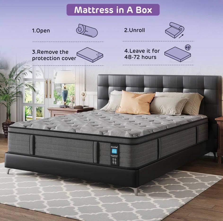 Jarrettsville 12" Firm and Comfortable Hybrid Mattress with Gel Memory Foam