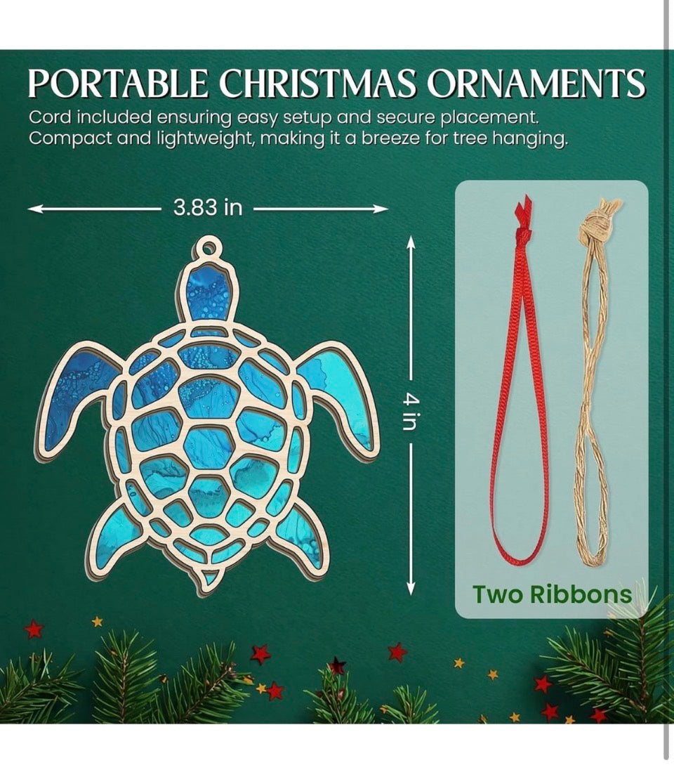 Open Box New FLAGWIX Sea Turtle Gifts for Women Men - Suncatcher Christmas Ornaments 2025 for Tree Decorations - Beach Gifts for Women Mom Animal Love