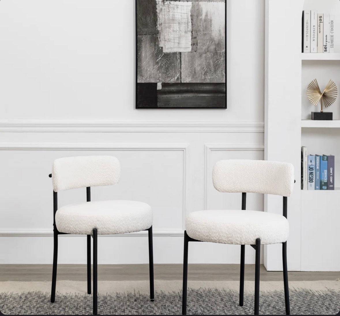 George Oliver Modern Accent Chair, Upholstered Dining Chairs, Short Plush Fabric, Armless Dining Chair (Set of 2)