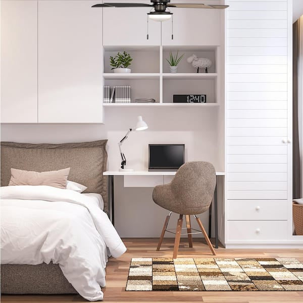 Open Box Hampton Bay Colton 52 in. Indoor Flat Bronze Low Profile Ceiling Fan with Light Kit and Bright White LED Bulbs Included