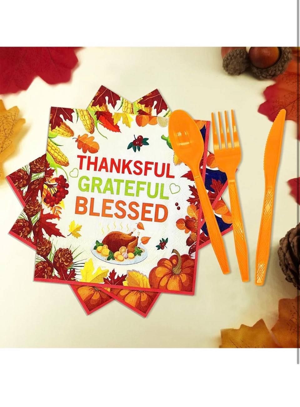 Open Box New Xcvwz 189Pcs Thanksgiving Party Supplies - Plates, Napkins, and Happy Friendsgiving Banner for Decorations
