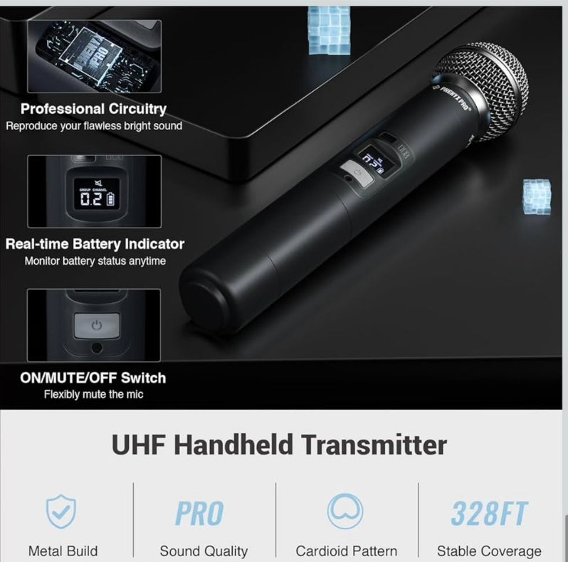 Open Box New Phenyx Pro Wireless Microphone System, Dual Wireless Mics,w/ 2 Handhelds, Auto