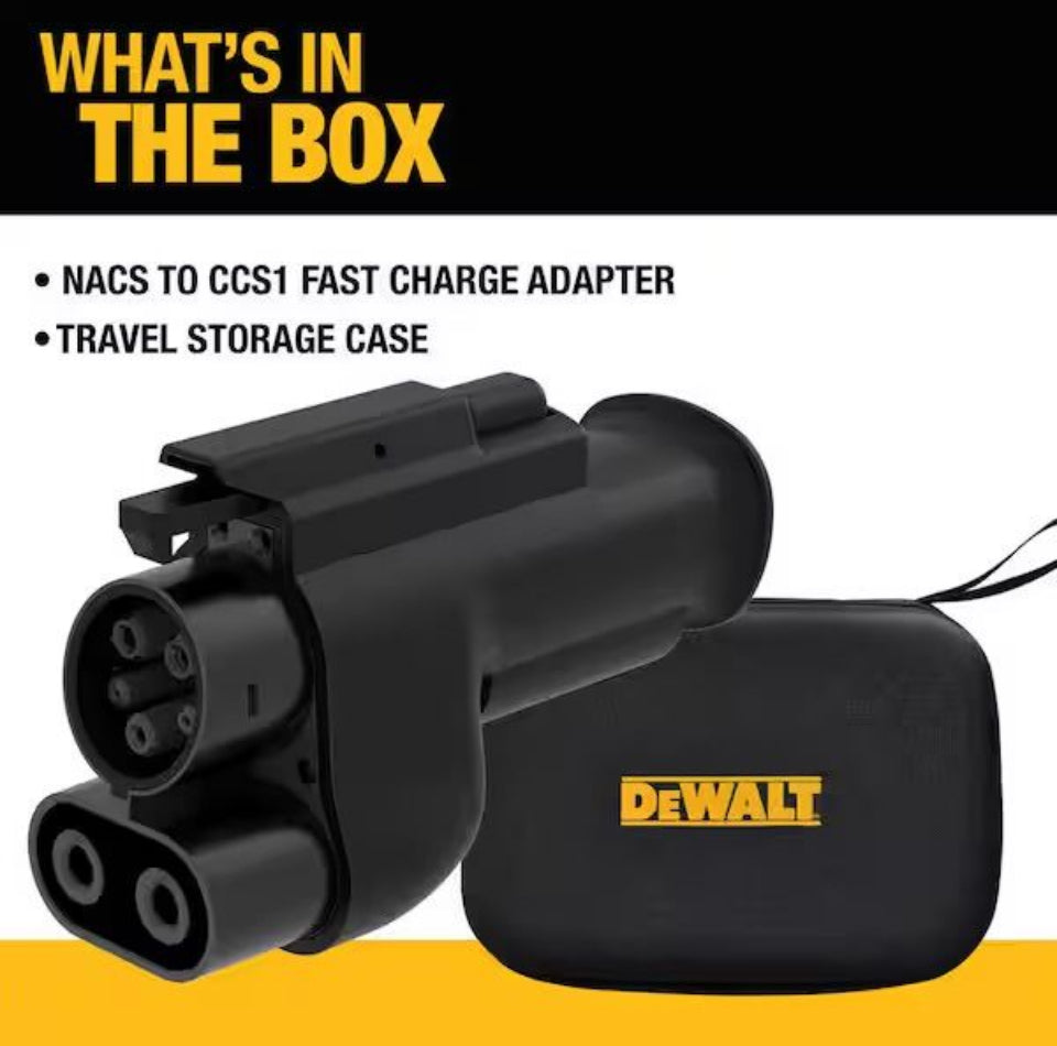 Open Box New DEWALT NACS to CCS1 Fast Charging Adapter, 500-A / 1000-Volt, Fast Charge