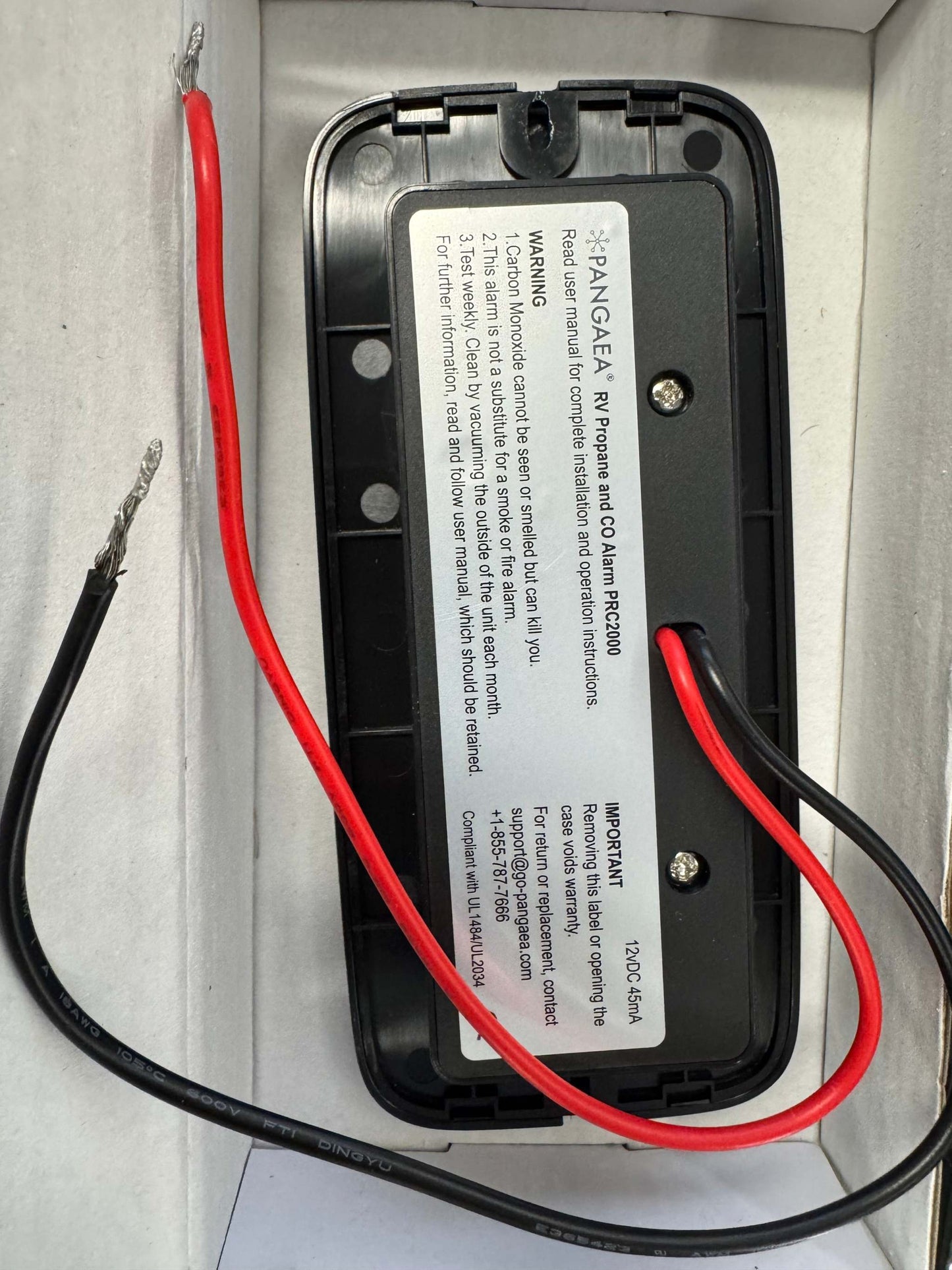 PANGAEA RV Carbon Monoxide & Propane Dual Gas Detector - Hard-Wired DC 12V, Large LCD Display, 85dB Loud Alarm, Easy Reset/Test Button - Ultimate Safety for Your Adventures (Flush Mount - Black