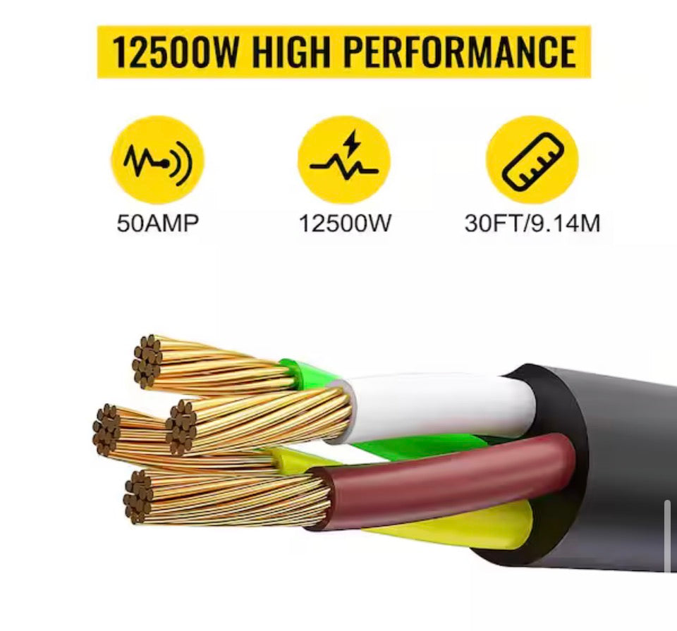 VEVOR 30 ft. Generator Extension Cord 50 Amp 250-Volt Generator Extension Cord with Twist Lock Connectors