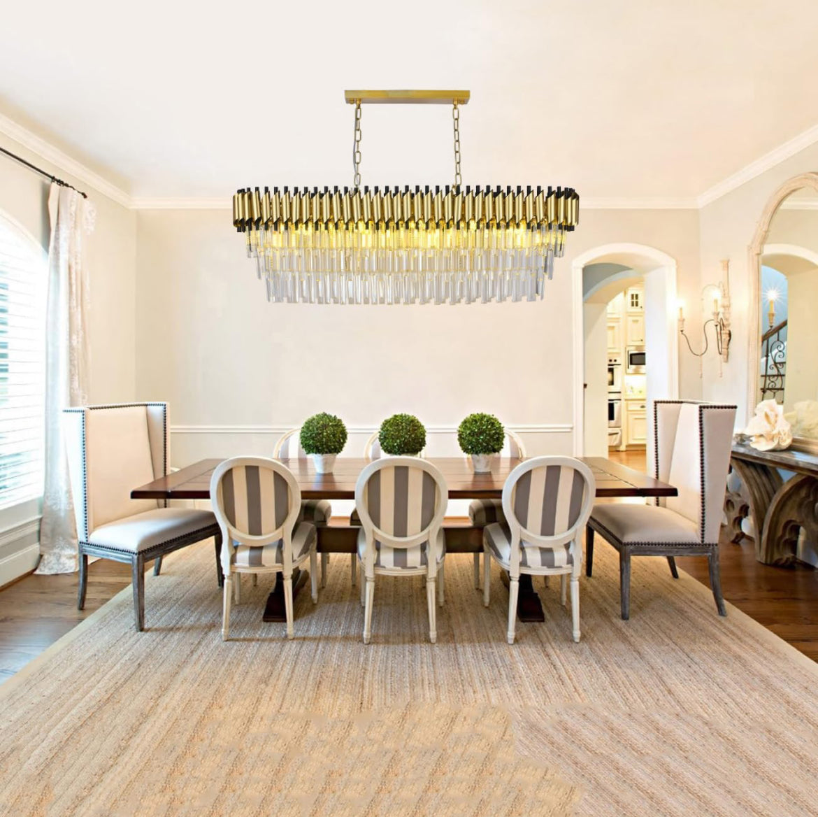 Vimatto Luxury Crystal Chandeliers Lighting for Dinning Room 13 Lights L48 Gold Contemporary Crystal Pendant Ceiling Light Fixture Crystal Lights for Living Room Kitchen (Gold L48in, 13 Lights) - Selzalot