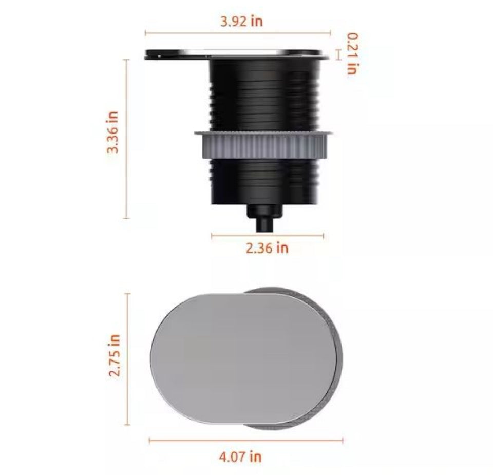 Open Box Link2Home 1-Power-Outlet Space Saver Grommet Socket USB A/C Port 3.1 Amp Splash Resistant in Stainless-Steel, Overload Protection