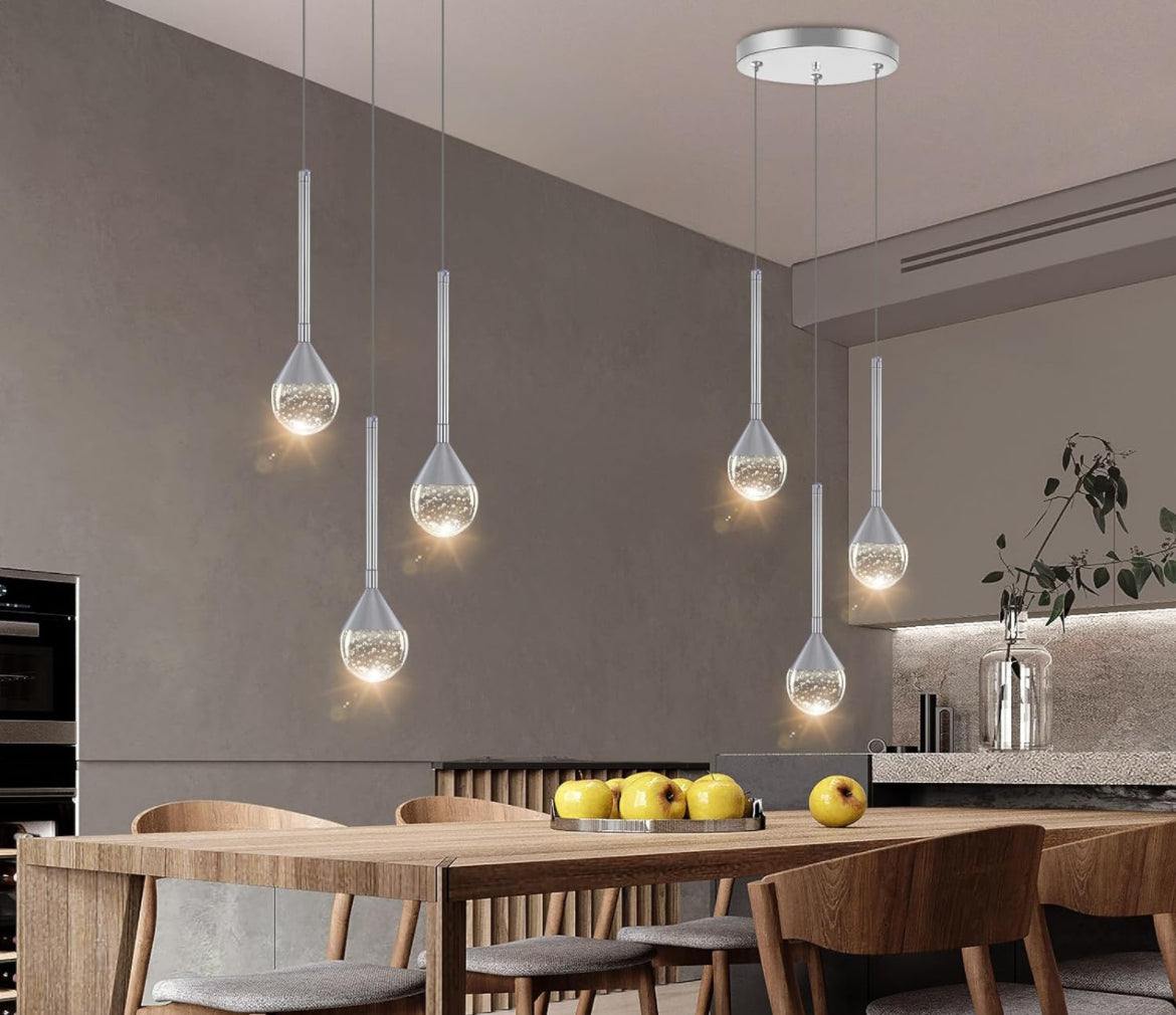 HAIXIANG Mini Chandeliers 3-Lights Modern Chrome Pendant Light in Dining Room