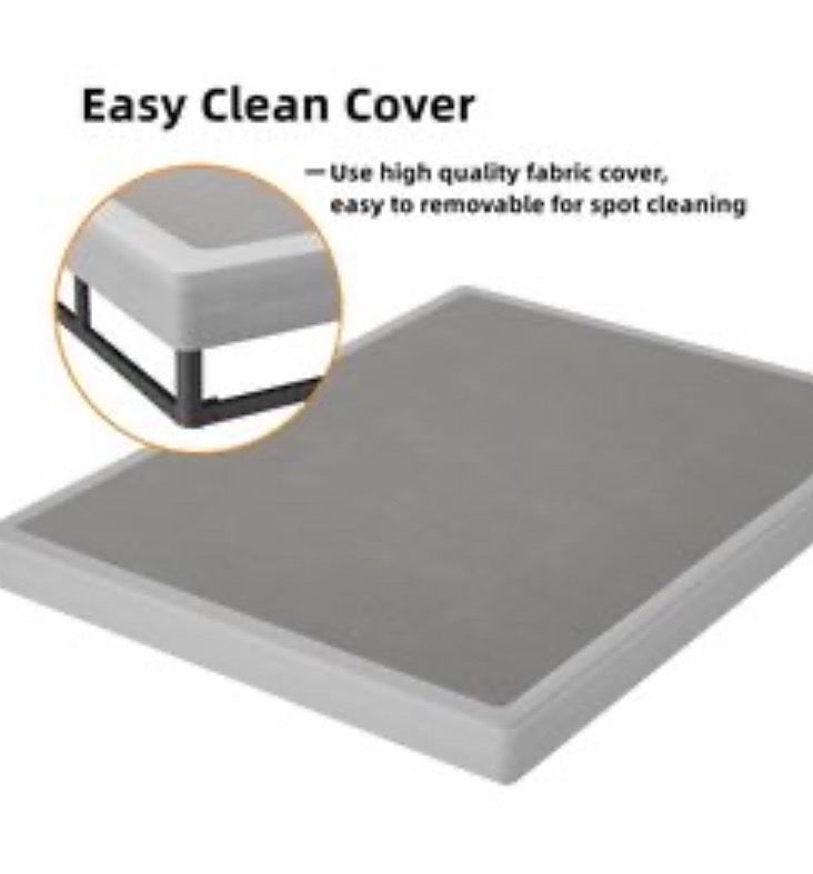 THEOCORATE King Box Spring, 5 Inch Low Profile Metal Spring, Heavy Duty Structure with Cover, Mattress Foundation, Noise Free, Non-Slip, Easy Assembly