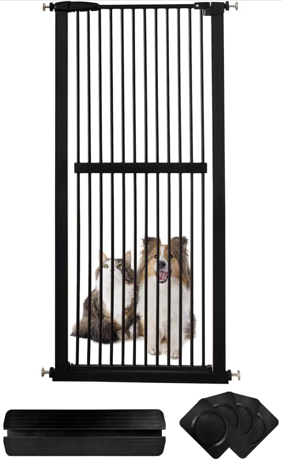 Open Box "Lumizone Extra Tall Cat Gate 61.02"" High Pressure Mounted Extra Wide 30.12""-34.05"" (17Sizes) 1.37"" Gap No Drilling Auto-Close Tall Pet G