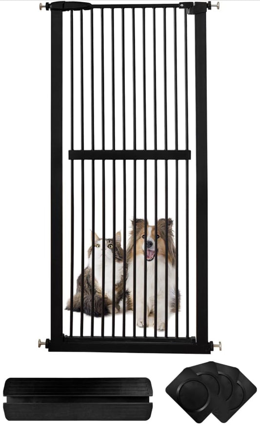 Open Box "Lumizone Extra Tall Cat Gate 61.02"" High Pressure Mounted Extra Wide 30.12""-34.05"" (17Sizes) 1.37"" Gap No Drilling Auto-Close Tall Pet G