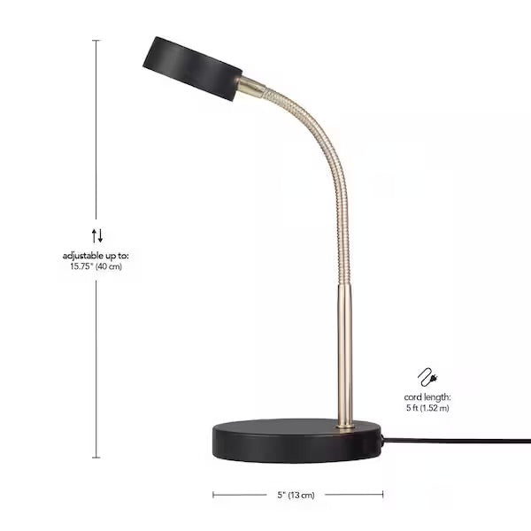 Hampton Bay 15 in. Matte Black LED Lamp with Adjustable Lamp Head