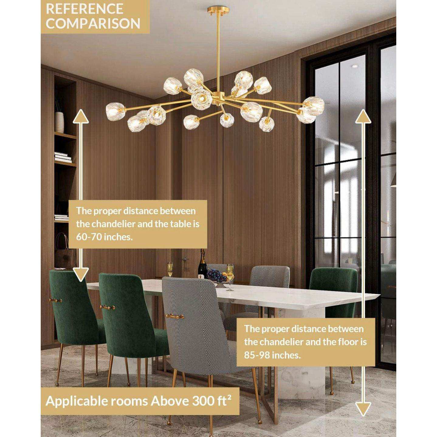 APBEAM Mid Century Sputnik Chandelier Brass Pendant Lighting - Selzalot