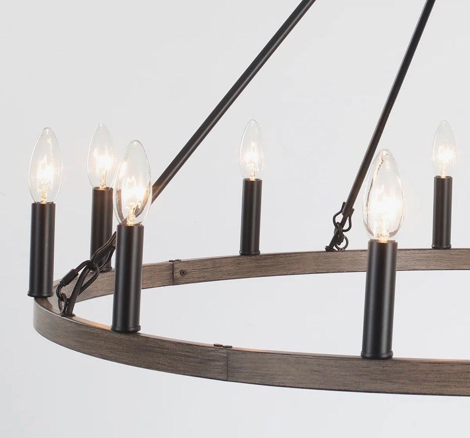 Gracie Oaks Moomal Candle Style Dimmable Wagon Wheel Chandelier