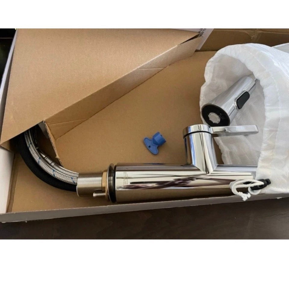 Open Box New Allen+Roth Bryton Pull-down Kitchen Faucet w/ LED Light Chrome Finish 2517065 (W